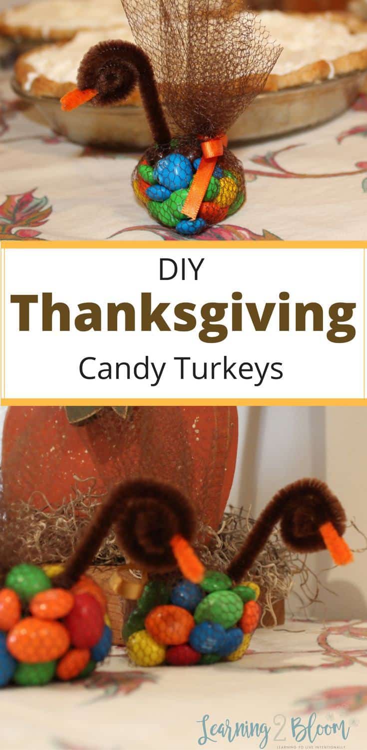 diy Thanksgiving candy turkey table toppers and treats will be a hit with the kids. Your whole family will enjoy these and they will be a simple and cute addition to your Thanksgiving holiday table.