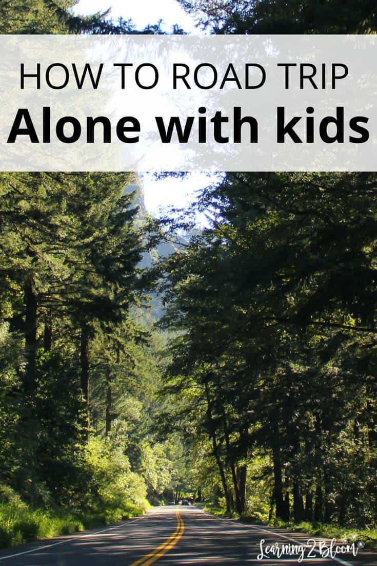 Click and to Pin image of How to Road Trip Alone with Kids - Road through huge trees