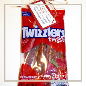 20. A wind of his eye and a twist of his head, soon gave me to know I had nothing to dread tag tied to Twizzler licorice twists.