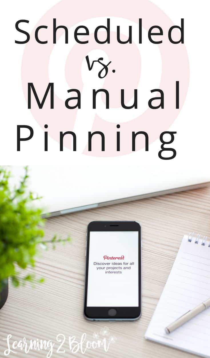 Pinterest algorithms are constantly changing. How are you growing your blog through this platform? Check out these tips on Scheduled vs. manual pinning (or live pinning). You can also find information on the Pinteresting Strategies course that everyone's talking about. See what works best for you. #manualpinning #scheduledpinning