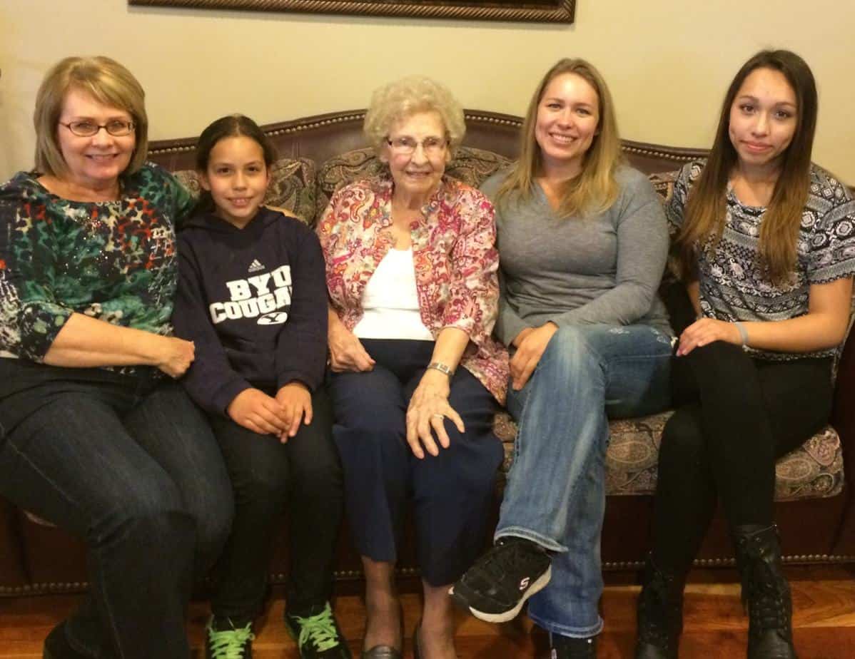 4 generation picture of me, my mom, Grandma and kids
