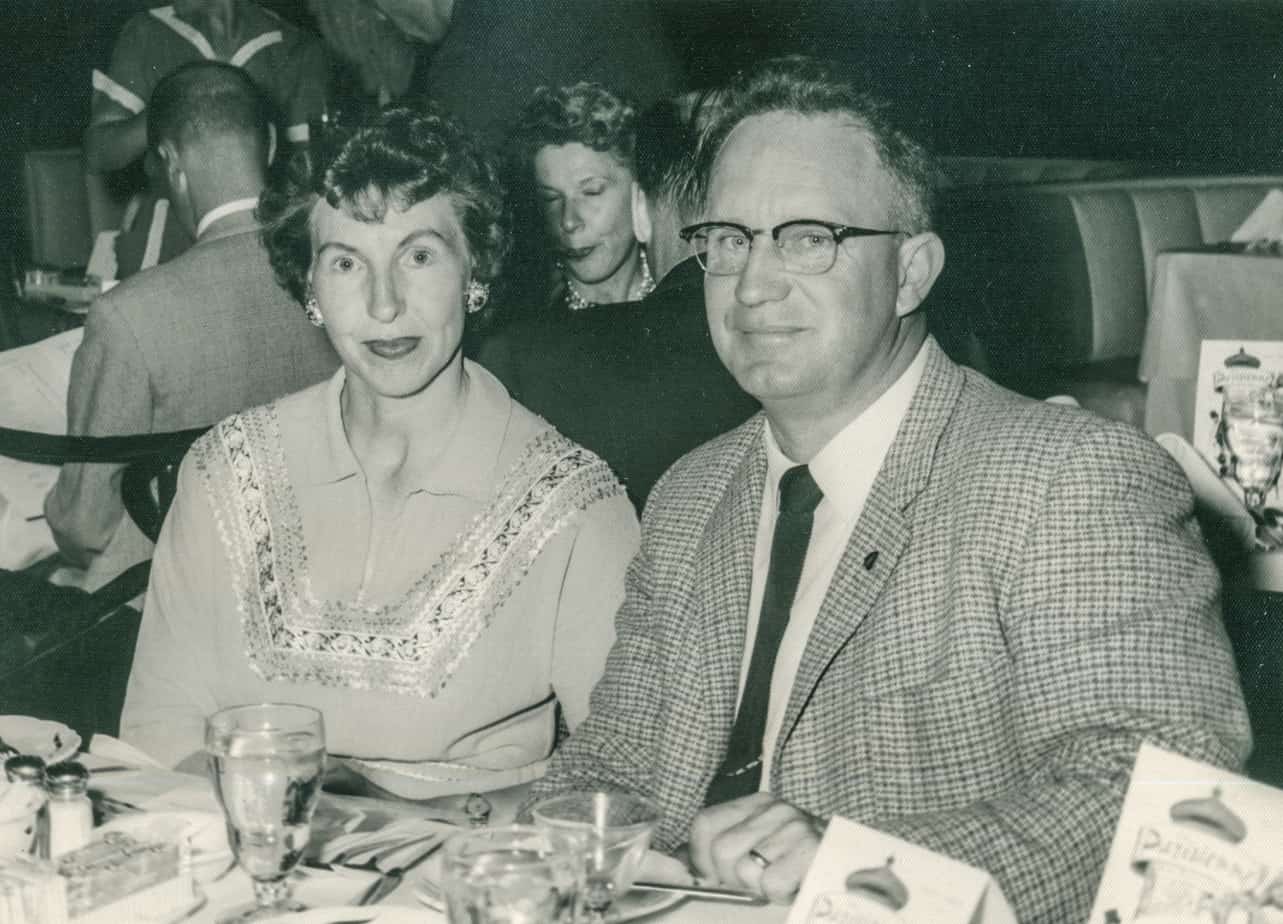 My Grandparents, Clara and Keith, at dinner in a restaurant