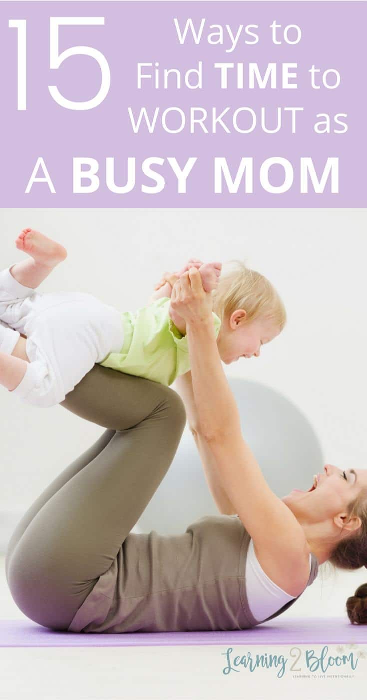 Check out these 15 ways to find time to workout as a busy mom. Moms job is tough. There's always so much to do, but make sure that you're always taking care of yourself. These ideas will help you figure out how to fit in your exercise routine when you're not quite sure how to make it happen.