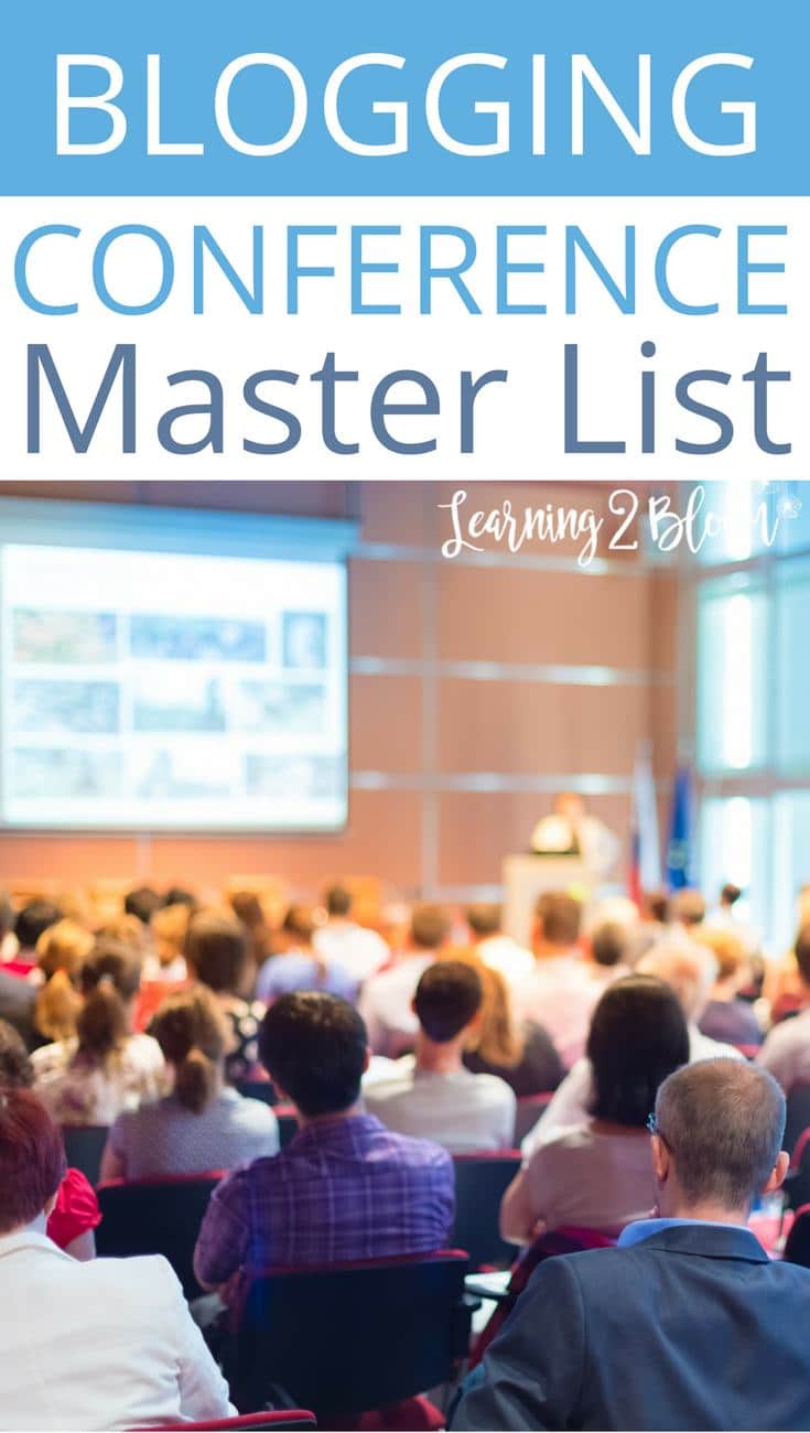 Blogging Conference Master List- Check out this ultimate list of blog conferences throughout the United States. If you want a blogging degree, look no more. Attend any local and possibly other blogging events. Learn and network with the big bloggers. #blogconference #bloggingconference #bloggingeducation #conference #networking #socialmedia #training