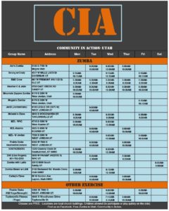 List of Utah Zumba classes