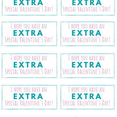 8 printable tags. Each says "I hope you have an Extra special Valentine's Day!"