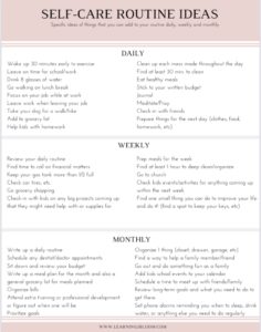 Ideas to fill out the Self-care routine worksheet