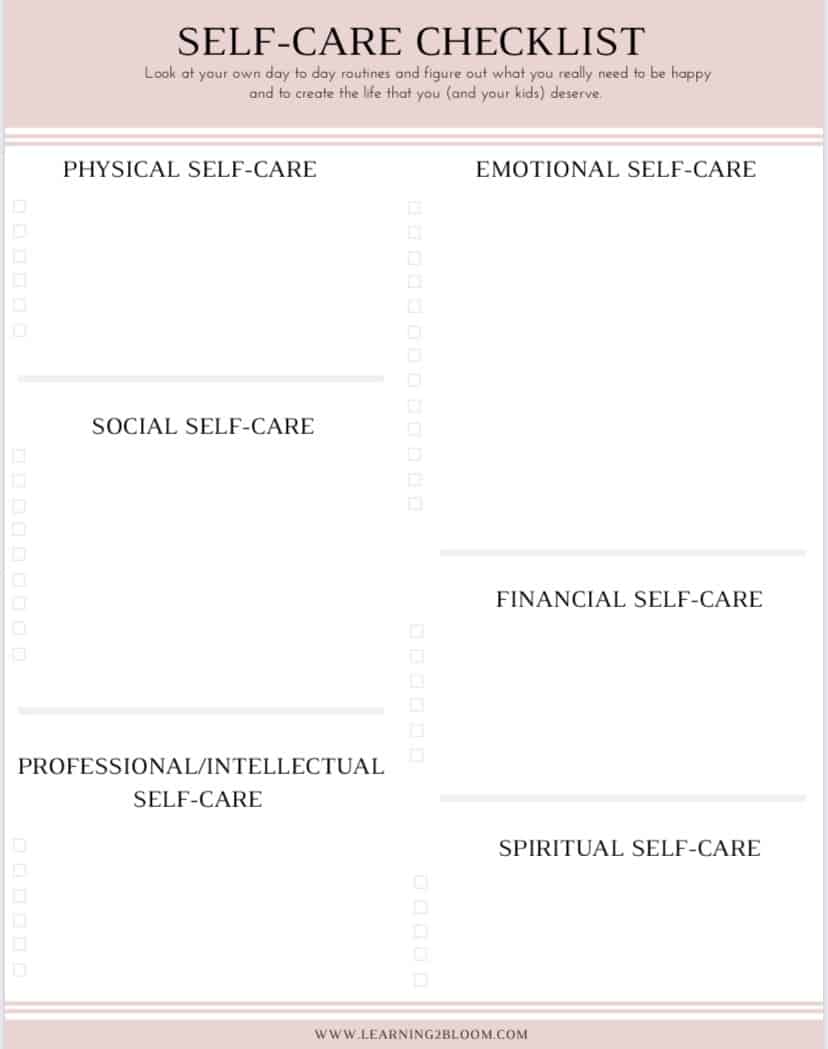 Self-care Ideas - Learning2Bloom